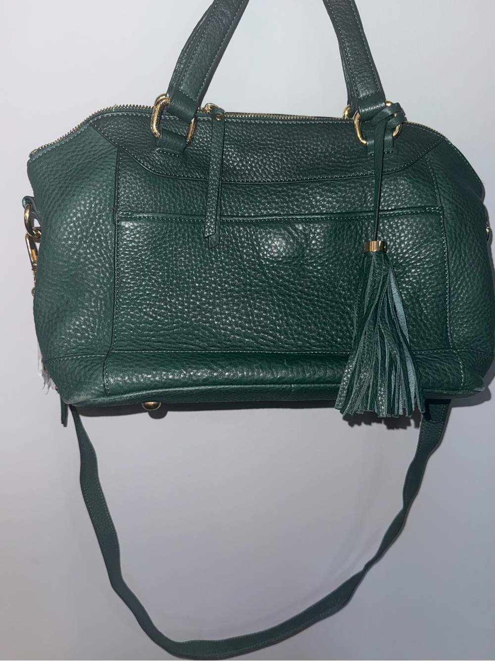 Isaac Mizrahi Pebbled Leather Satchel – Forest Green